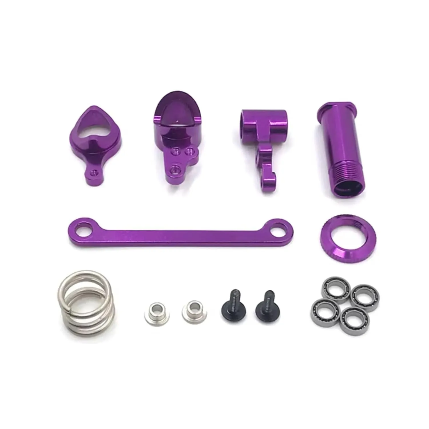 for WLtoys 144010 144001 144002 124016 124017 124018 124019 Metal Upgrade 4 * 7 * 2 Bearing Steering Assembly RC Car Parts Replacement Use RC Car DIY Parts(Purple)