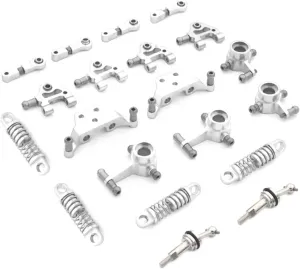 for Wltoys P929 P939 K979 K989 K999 K969 1/28 1 Set Shock Absorber Metal CVD Steering Cup for Swing Arm Complete Set RC Car Parts RC Car DIY Parts(Silver,Set 7)