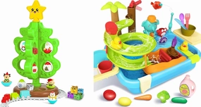 for Kids and Toddlers, My First Christmas Tree with Mini Train Set and 4 in 1 Kitchen Sink Toy