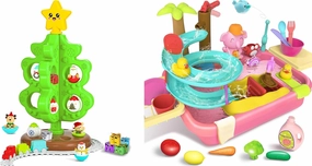 for Kids and Toddlers, My First Christmas Tree with Mini Train Set and 4 in 1 Kitchen Sink Toy