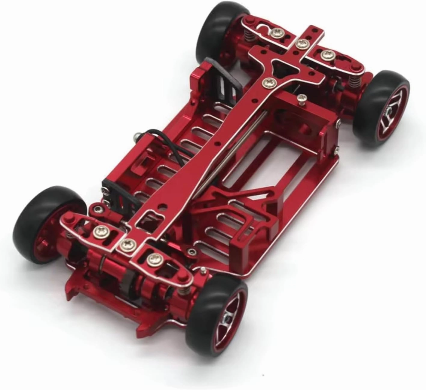 for Mini-q Q8 1/28 Frame Drift for Racing DIY Assembly Frame RC Remote Control Car Metal Upgrade Accessories RC Car DIY Parts(Red)