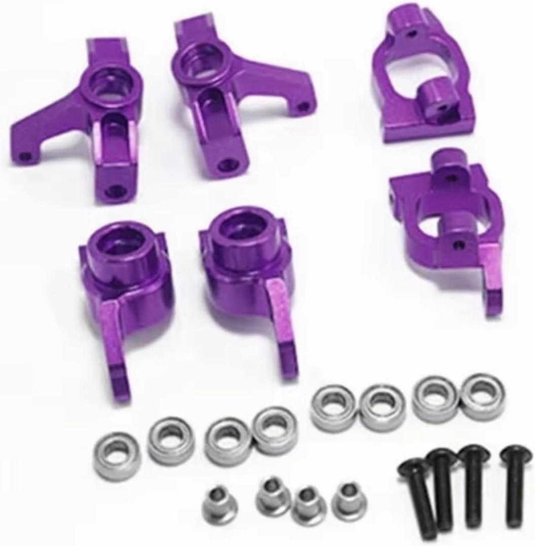 for Wltoys 144001 144002 144010 124007 124008 124016 124017 124018 124019 Metal Steering Blocks C-Hub Carriers RC Car Upgrades Parts RC Car DIY Parts(Purple)