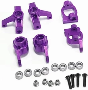 for Wltoys 144001 144002 144010 124007 124008 124016 124017 124018 124019 Metal Steering Blocks C-Hub Carriers RC Car Upgrades Parts RC Car DIY Parts(Purple)