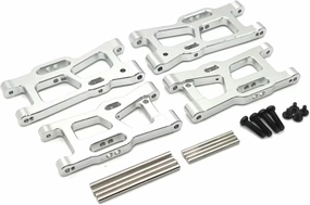 for Wltoys 144001 144010 144016 144018 124007 124008 124016 124018 124019 Metal Front and Rear Suspension Arm RC Car Upgrade Parts RC Car DIY Parts(Silver)