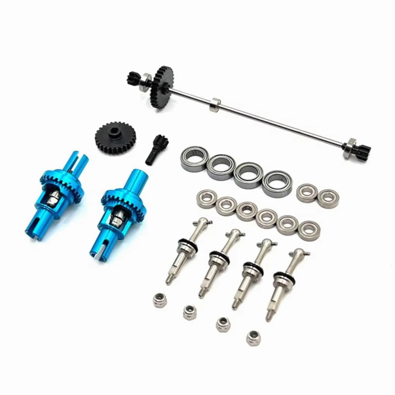 for Wltoys 284131 284010 K969 K979 K999 P929 1/28 Metal Drive Shaft Driving Gear Differential Bearing Set RC Car Upgrades Parts Replacement RC Car DIY Parts(Blue)