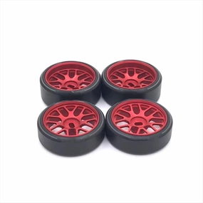 for WlToys K969 K979 K989 K999 P929 P939 284131 Iw04m Iw02 Rm02 Rm03 for Dgawd for MINI-Q for KYOSHO 1/28 27mm Drift Wheels RC Car Parts RC Car DIY Parts(Red)