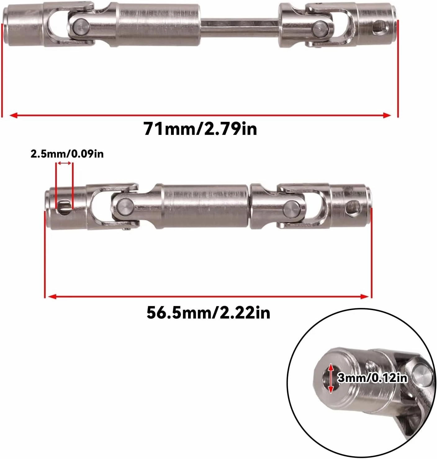 for Wpl D12 1/10 Metal Upgrade and Accessories Detachable Transmission Shaft Remote Control Car Parts Replacement Use RC Car DIY Parts(Silver)