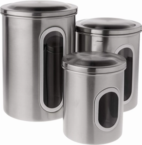 Fox Run 6103 Canister Set, Stainless Steel, 3-Piece Metallic, 5.75 x 6 x 8.5 inches