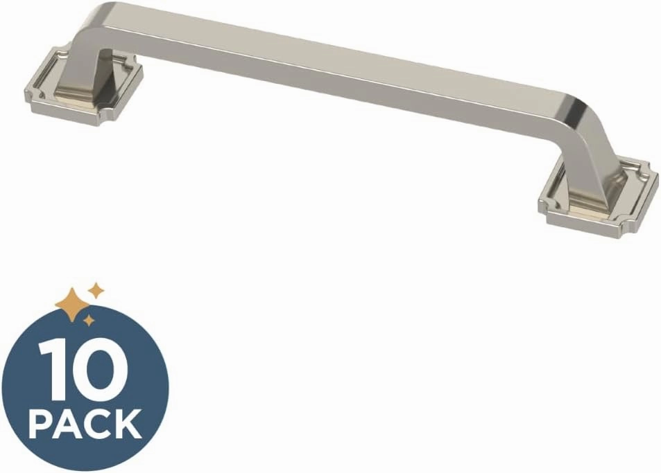 FRANKLIN BRASS Notched Backplate (10-Pack) Cabinet Handles 5-1/16" Hole Center Pulls | Polished Nickel Hardware Kitchen Door, Drawers, Dressers, Furniture P40125C-PN-B