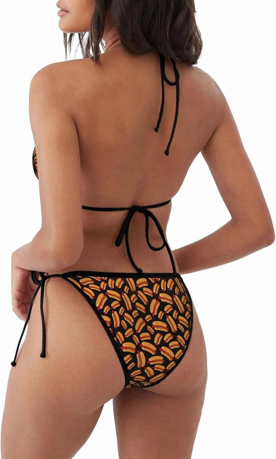 Fresh Hot Dogs Women's Triangle Bikini Sexy Swimwear Two Piece String Bikini Set