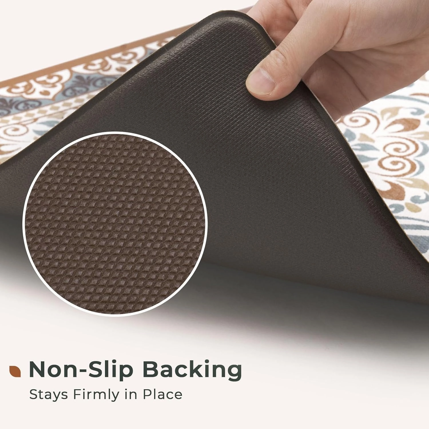 FRESHMINT Anti Fatigue Kitchen Mats for Floor 2 Piece Set, Waterproof & Non-Skid Moroccan Tile Kitchen Rugs, Cushioned Kitchen Mat for Standing Washable Comfort Desk Kitchen Runners, 17x30 17x47