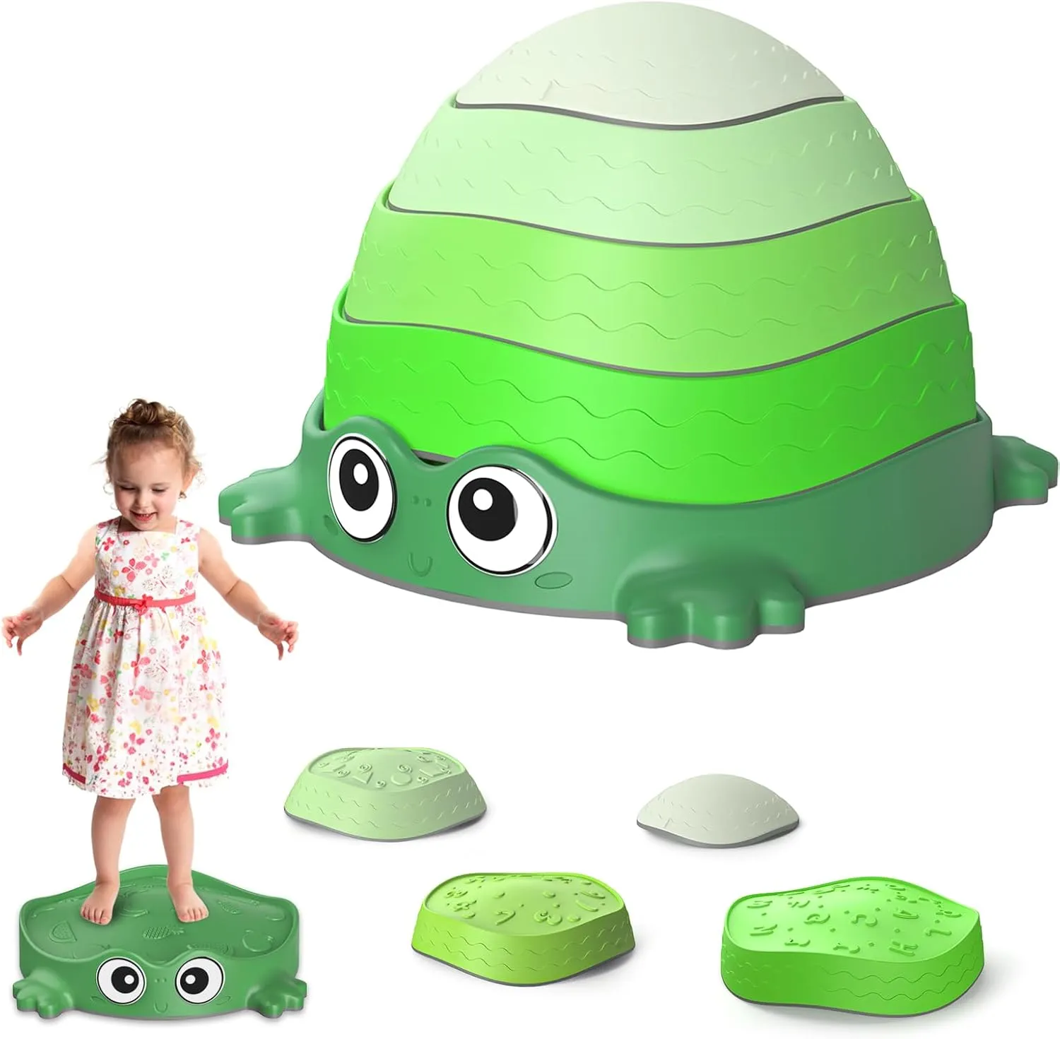 Frog Stepping Stones for Kids, Non-Slip Toddler Sensory Balance Stepping Stones for Promoting Children’s Coordination Skills, Obstacle Course Game Toys Indoor/Outdoor Play for Kids