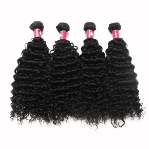 Full Bundle 9A Hair Virgin Brazilian Curly Wave Hair Weft 4pcs/Lot Mixed Lengths 16 18 20 22 Inch 1B Natural Black Soft Unprocessed Hair Weave Free Tangle