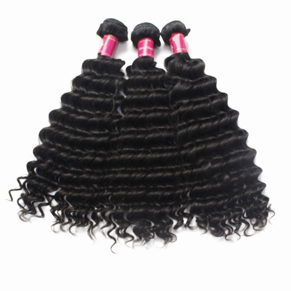 Full Bundle 9A Hair Virgin Brazilian Deep Wave Hair Weft 4pcs/Lot Mixed Lengths 16 18 20 22 Inch 1B Natural Black Soft Unprocessed Hair Weave Free Tangle