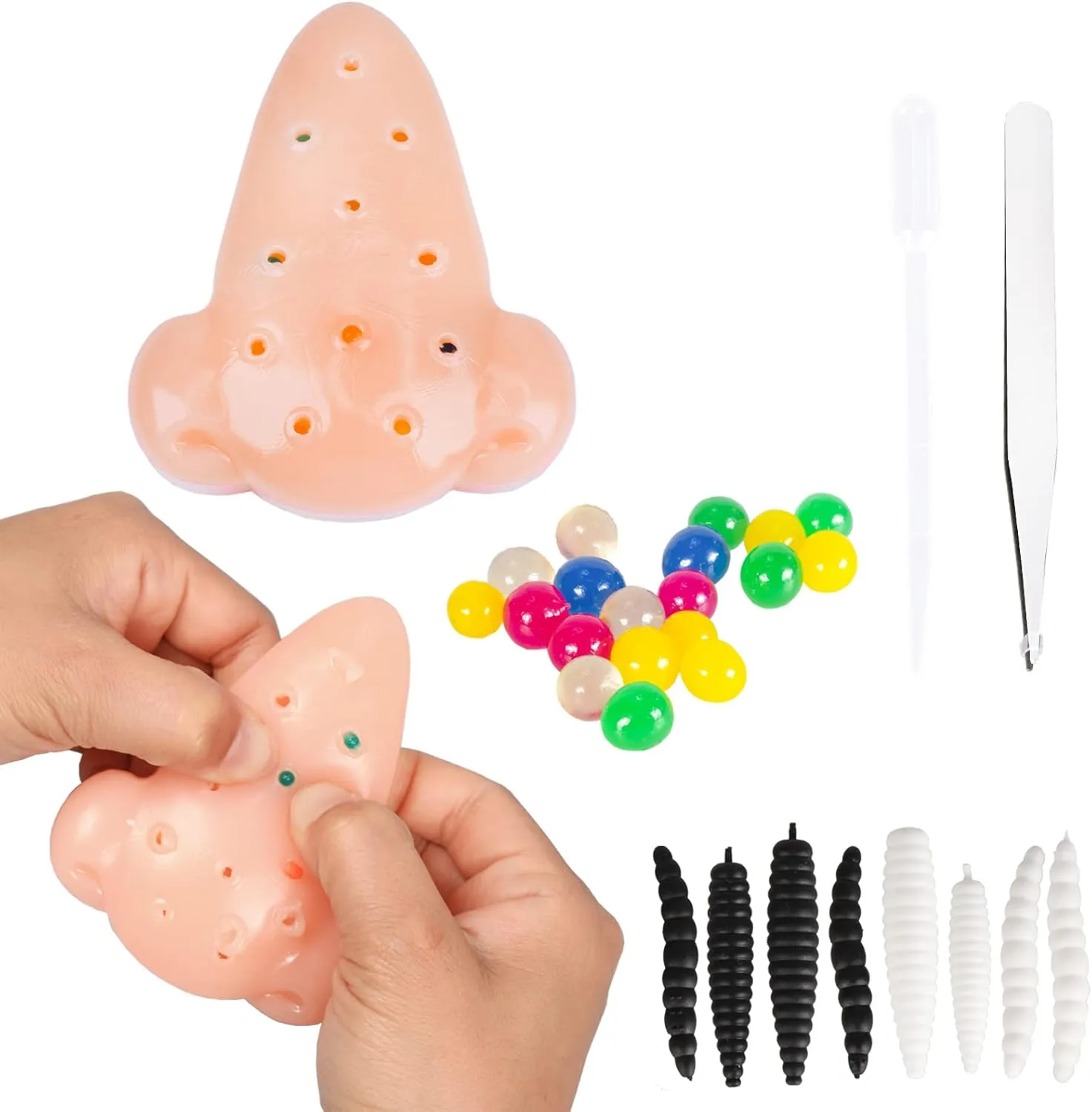 Funny Pimple Popping Stress Relief Toy Set Squeeze Out Blackheads in Nose to Relieve Stress Novelty Toys Gifts