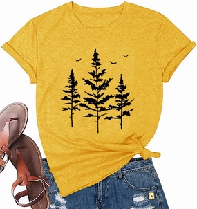 Funny Graphic Women Skinny Pine Tree Shirt Summer Hiking Camping Athletic Tees Nature Casual Comfy Clothes