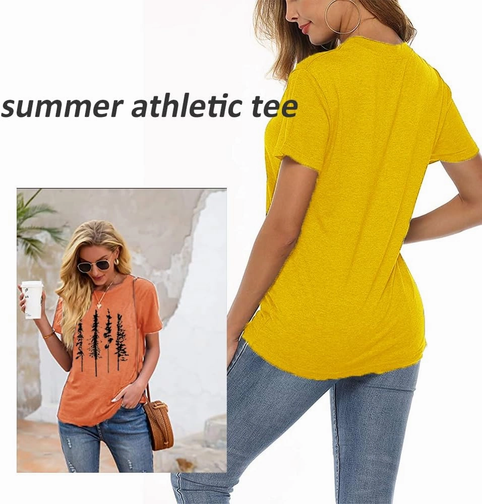 Funny Graphic Women Skinny Pine Tree Shirt Summer Hiking Camping Athletic Tees Nature Casual Comfy Clothes