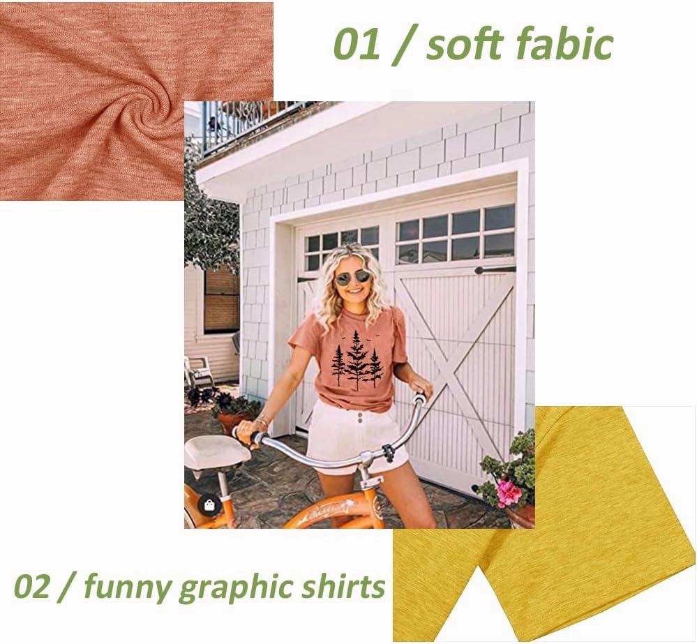 Funny Graphic Women Skinny Pine Tree Shirt Summer Hiking Camping Athletic Tees Nature Casual Comfy Clothes