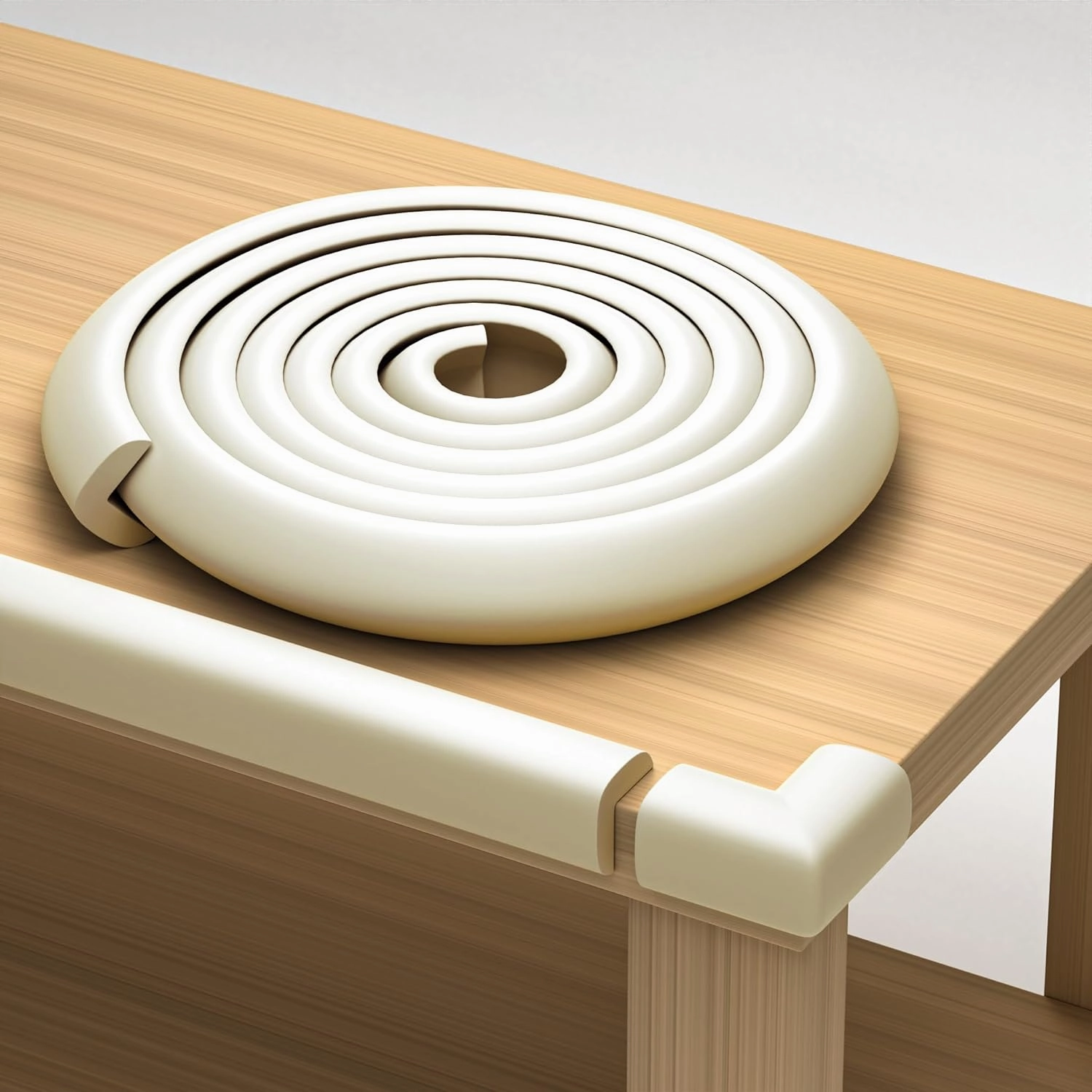Furniture Edge and Corner Guards | 20.4ft Protective Foam Cushion | 18ft Bumper 8 Adhesive Childsafe Corners | Baby Child Proofing Set NonToxic and Safe for Table, Fireplace, Countertop | White