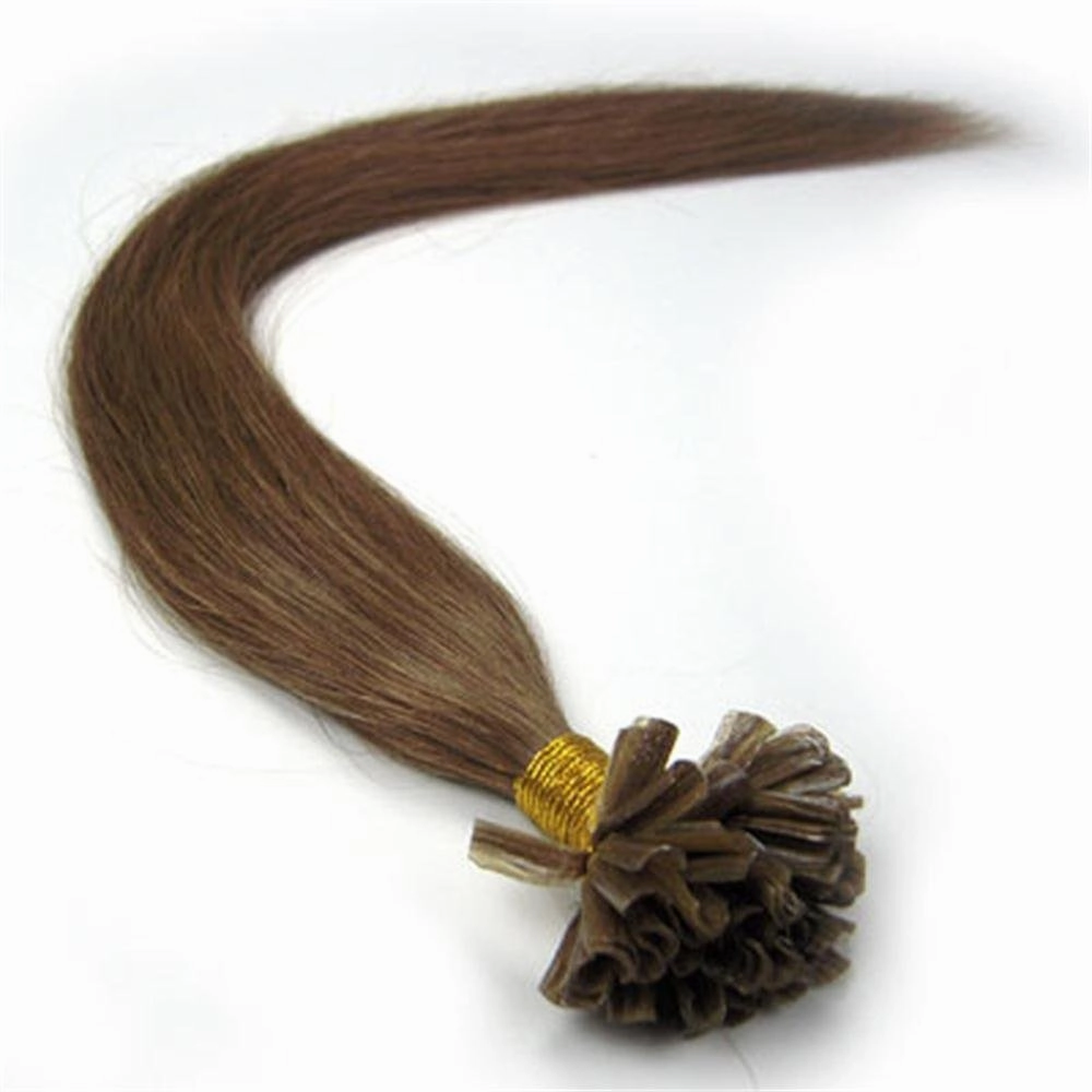 Fushion Keratin Pre Bonded U Nail Tip Remy Human Hair Extensions 100S (20''0.5g/s, #10 Ash Brown)