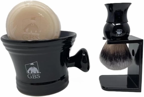 G.B.S Shaving Brush with All Natural Shave Soap, Shave Brush Stand and Ceramic Shaving Mug Kit