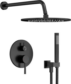 Gabrylly Black Shower Faucet Set, Wall Mounted System with Shower Valve, High Pressure 10" Rain Shower head with Handheld Spray Combo, 2 Way Rainfall Shower Fixtures, Matte Black