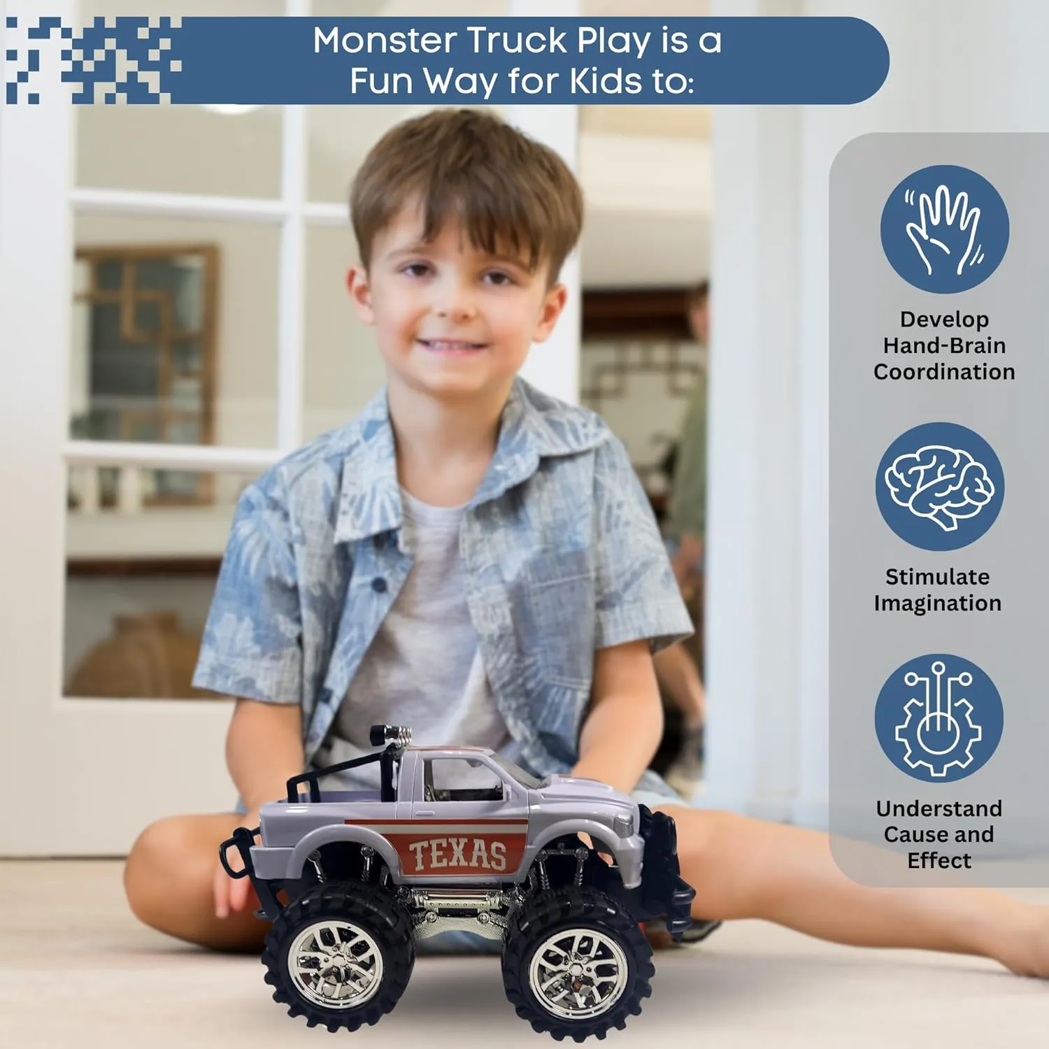 Game Day Outfitters Texas Longhorns Monster Truck Push and Go, Friction Powered | Officially Licensed Logo Toy Truck 1:18 Scale Truck | for NCAA Fans, Boys, Kids
