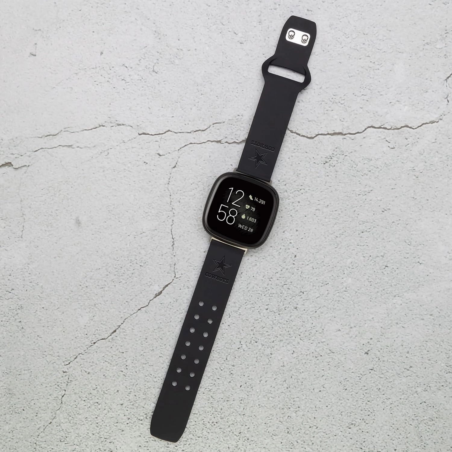 Game Time Dallas Cowboys Engraved Silicone Sport Watch Band Compatible with Fitbit Versa 3 and Sense Navy