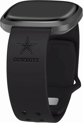Game Time Dallas Cowboys Engraved Silicone Sport Watch Band Compatible with Fitbit Versa 3 and Sense Navy