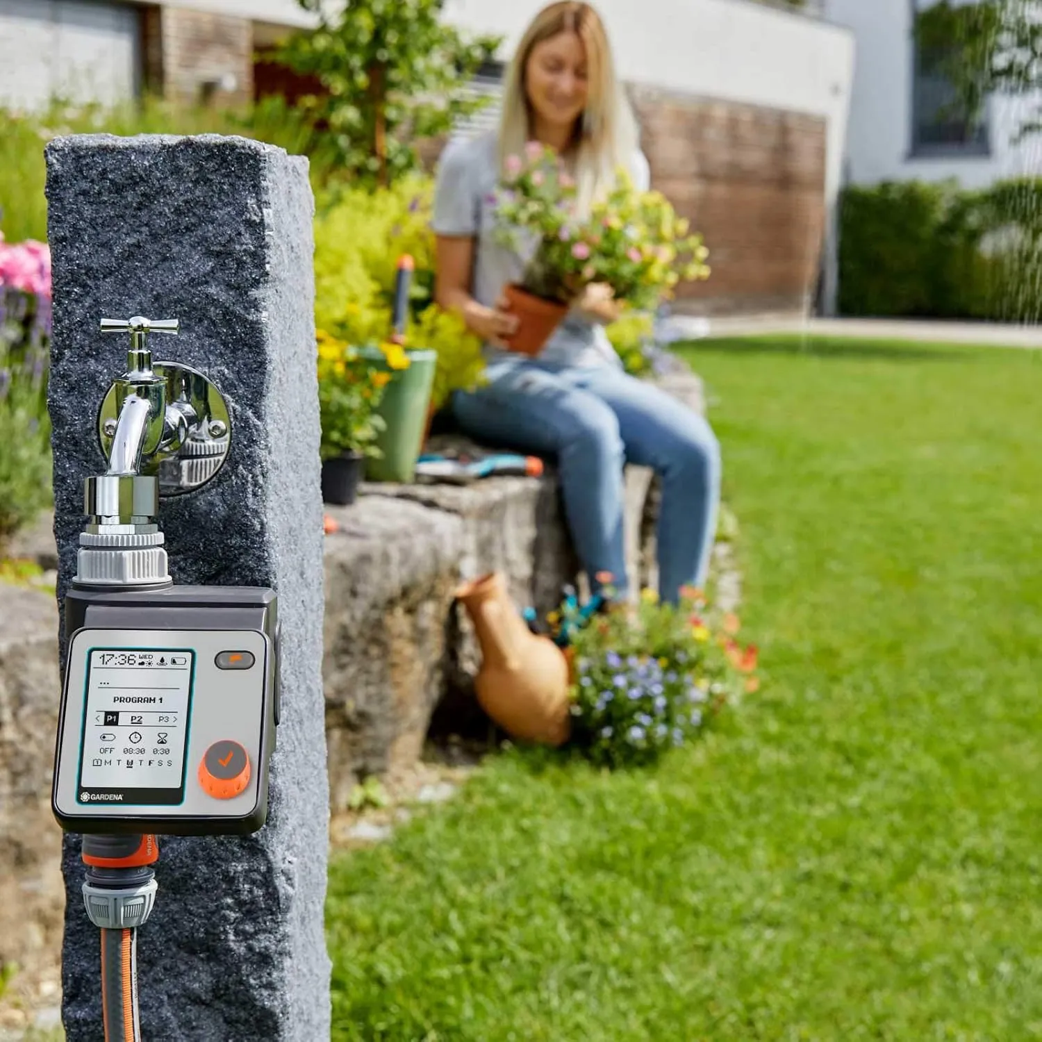 GARDENA Water Control Master: Automatic, time-Saving Watering, 6 schedules, LCD Display, Water Now Function, Safe Stop (1892-28)