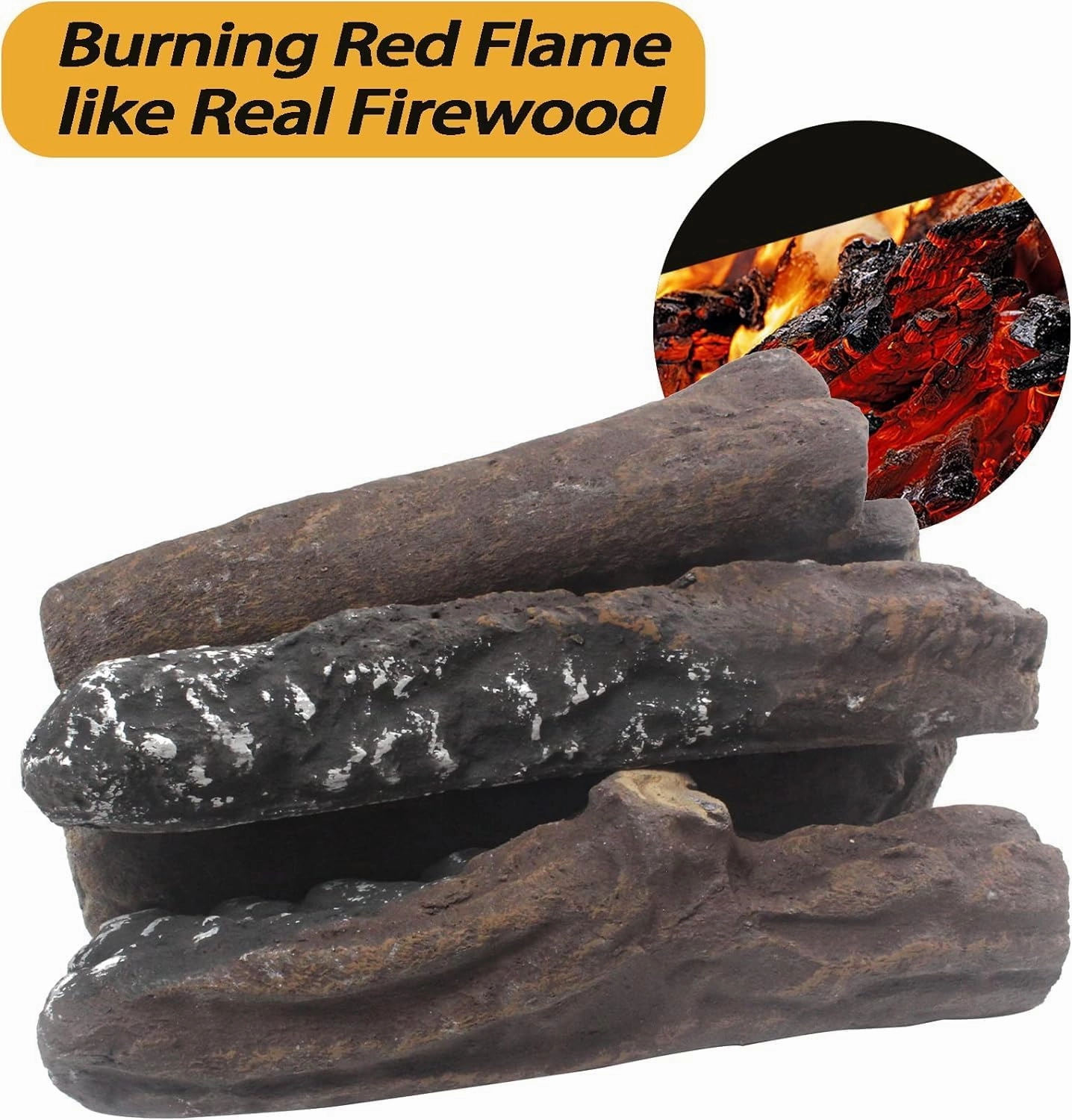 Gas Fireplace Logs,10pcs Small Artificial Fireplace Logs, Ventless Gas Logs for Fireplace Natural Gas,Vented,Propane,Electric,Ethanol,Gel Fire Pit,Wood Color,8inch