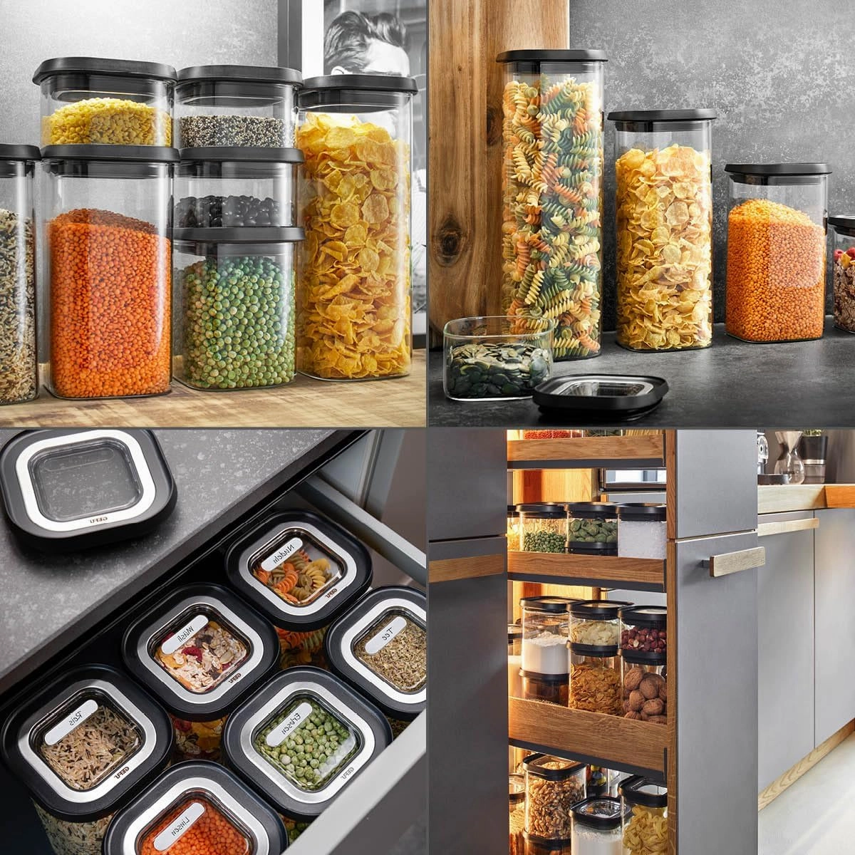 GEFU Storage Jar with Lid Airtight Storage Jar for Food, Glass Storage Container, Dishwasher Safe, 1400 ml Volume