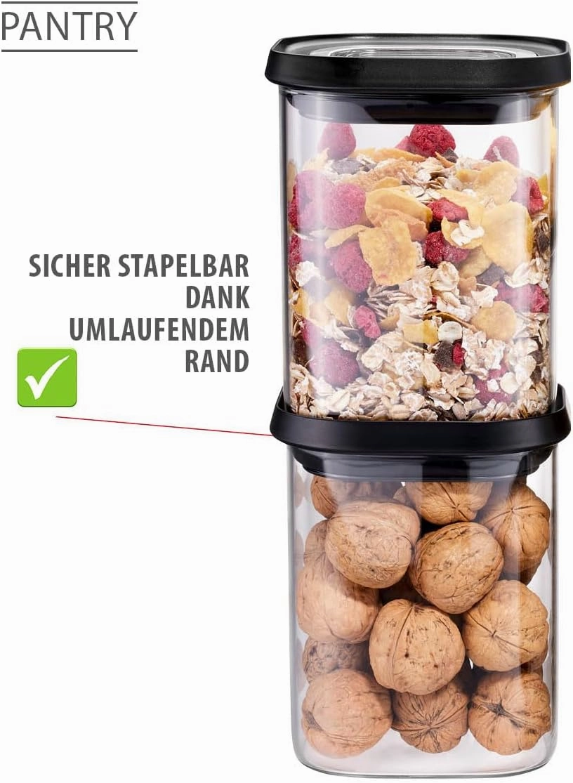 GEFU Storage Jar with Lid Airtight Storage Jar for Food, Glass Storage Container, Dishwasher Safe, 1400 ml Volume