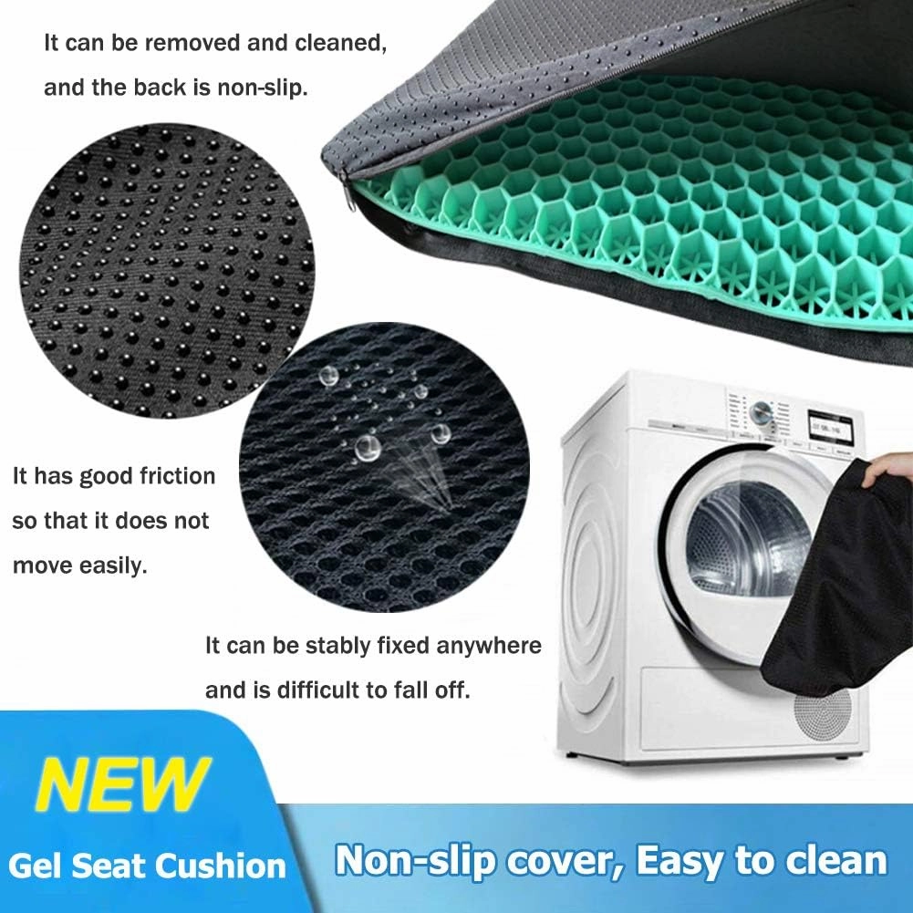 Gel Seat Cushion, Double Thick Egg Gel Cushion for Pressure Pain Relief, Breathable Wheelchair Cushion Chair Pads for Car Seat Office Chair (Green)