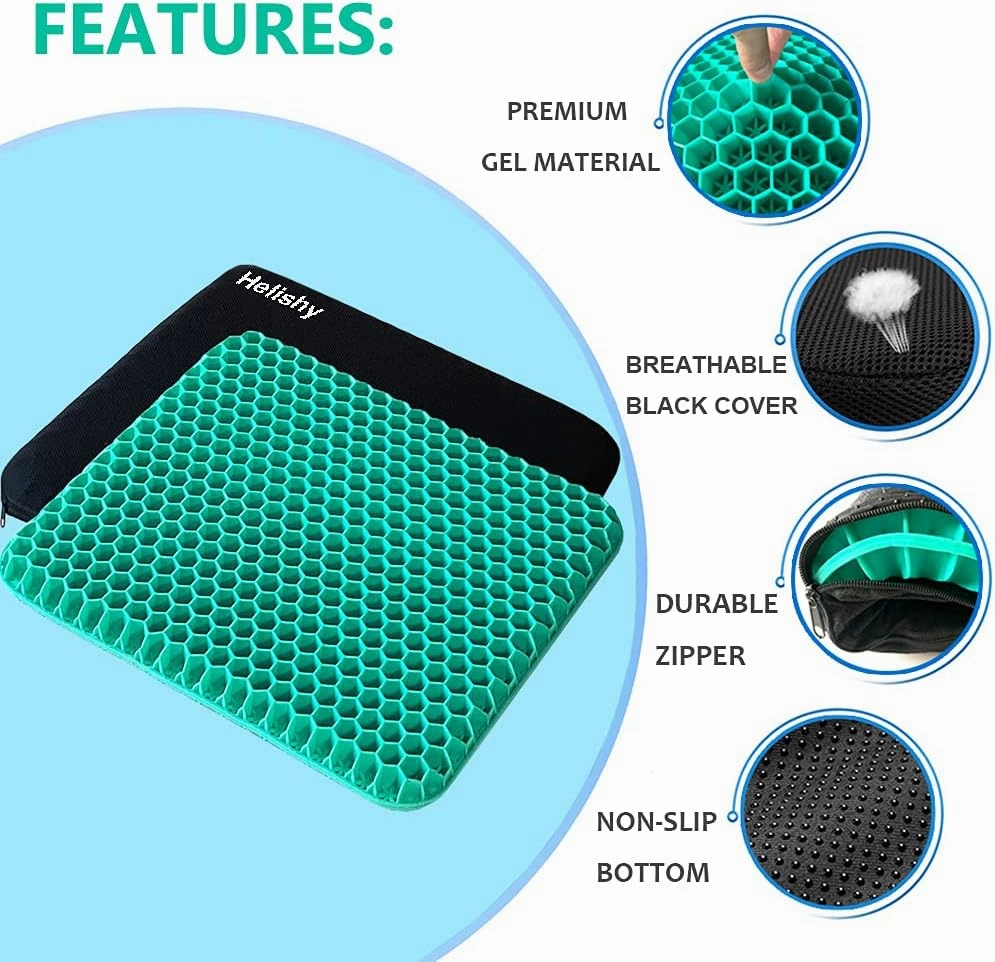 Gel Seat Cushion, Double Thick Egg Gel Cushion for Pressure Pain Relief, Breathable Wheelchair Cushion Chair Pads for Car Seat Office Chair (Green)