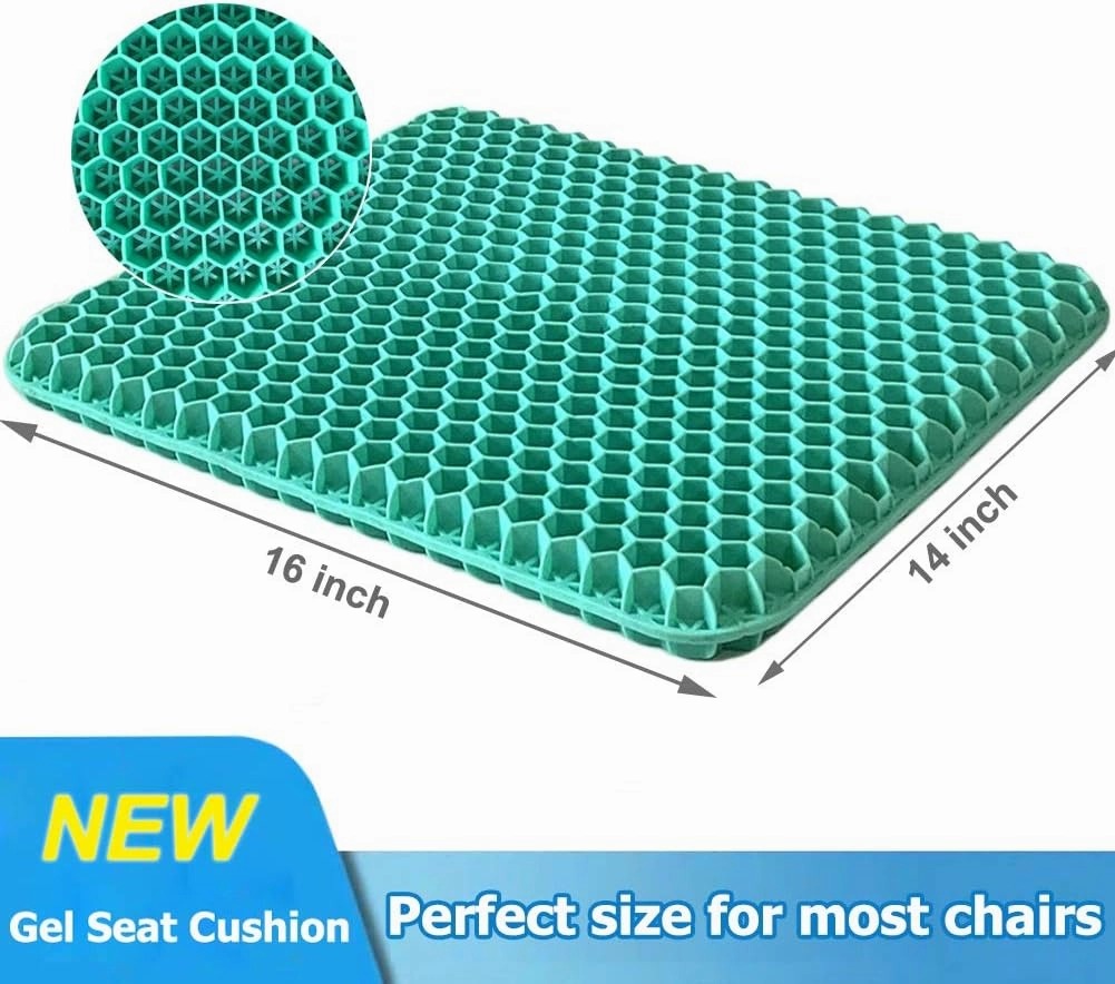 Gel Seat Cushion, Double Thick Egg Gel Cushion for Pressure Pain Relief, Breathable Wheelchair Cushion Chair Pads for Car Seat Office Chair (Green)