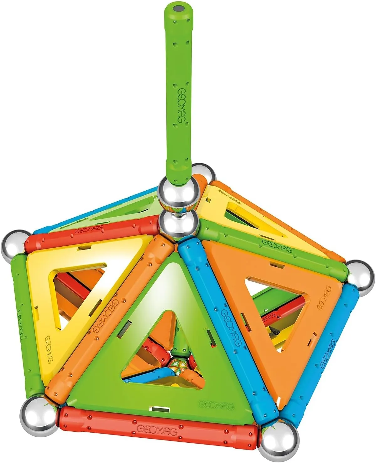 Geomag Magnetic Sticks and Balls Building Set, Magnet Toys for STEM, Creative, Educational Construction Play, Swiss-Made Innovation, Confetti 50 Piece Age 3 , Light Blue, Orange, Green, Red, Yellow