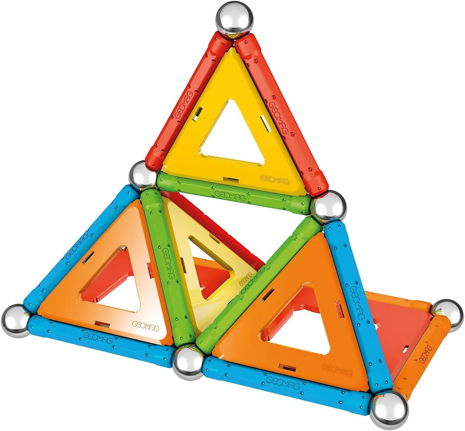 Geomag Magnetic Sticks and Balls Building Set, Magnet Toys for STEM, Creative, Educational Construction Play, Swiss-Made Innovation, Confetti 50 Piece Age 3 , Light Blue, Orange, Green, Red, Yellow