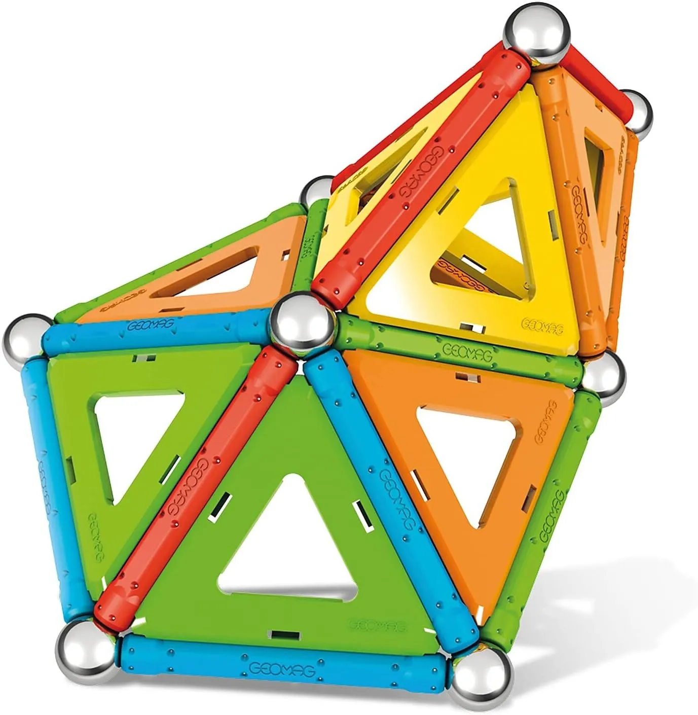 Geomag Magnetic Sticks and Balls Building Set, Magnet Toys for STEM, Creative, Educational Construction Play, Swiss-Made Innovation, Confetti 50 Piece Age 3 , Light Blue, Orange, Green, Red, Yellow