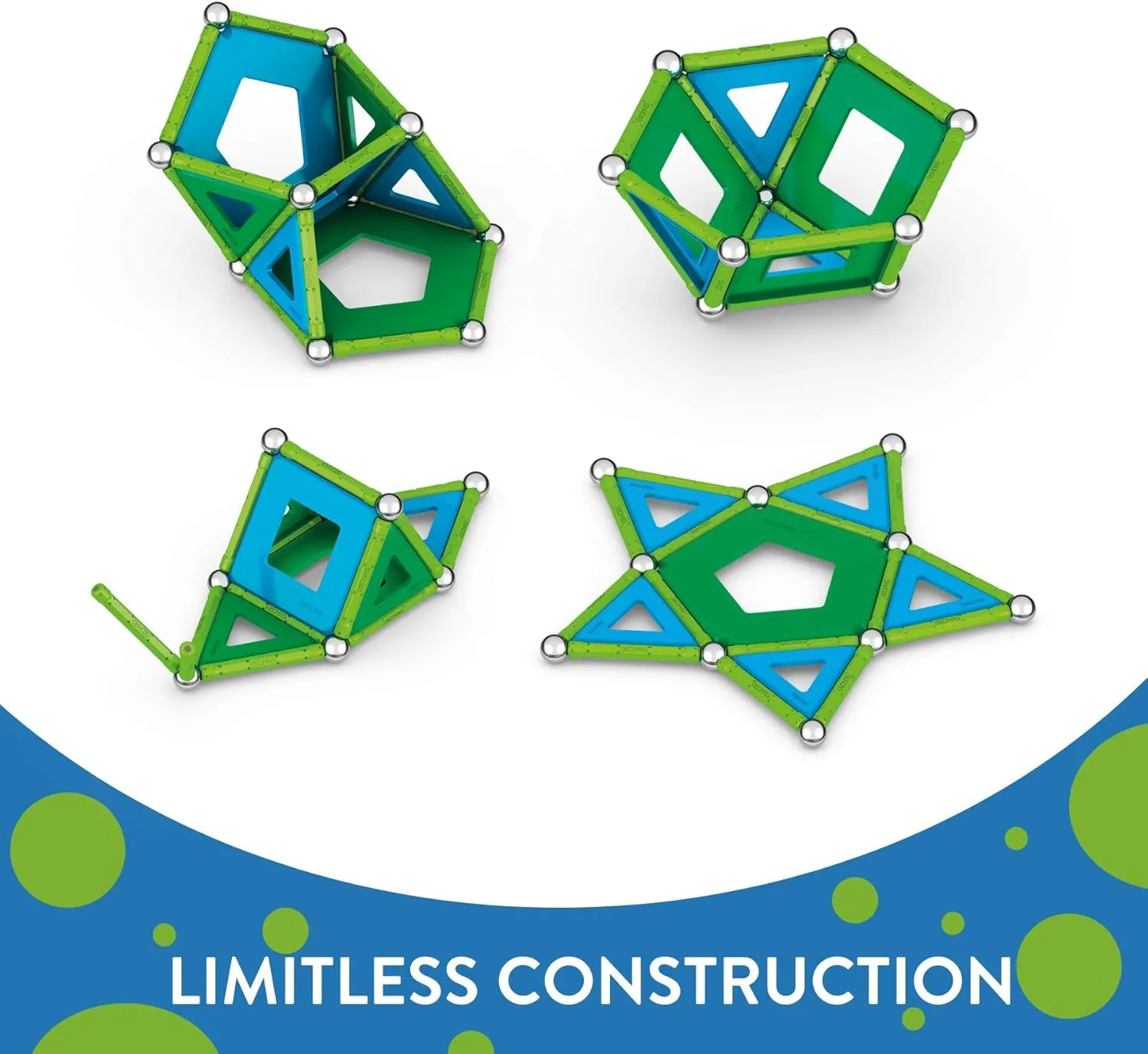 Geomag Magnetic Toys Classic Tiles 52-Piece Building Set for Kids Ages 5-99 | Swiss-Made STEM & STEAM Authenticated Educational Toy Made from 100% Recycled Plastic | Creative Learning Play
