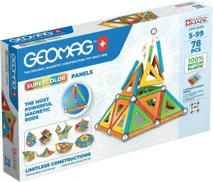 Geomag Magnetic Toys Supecolor Tiles 78-Piece Building Set for Kids Ages 5-99 | Swiss-Made STEM & STEAM Authenticated Educational Toy Made from 100% Recycled Plastic | Creative Learning Play