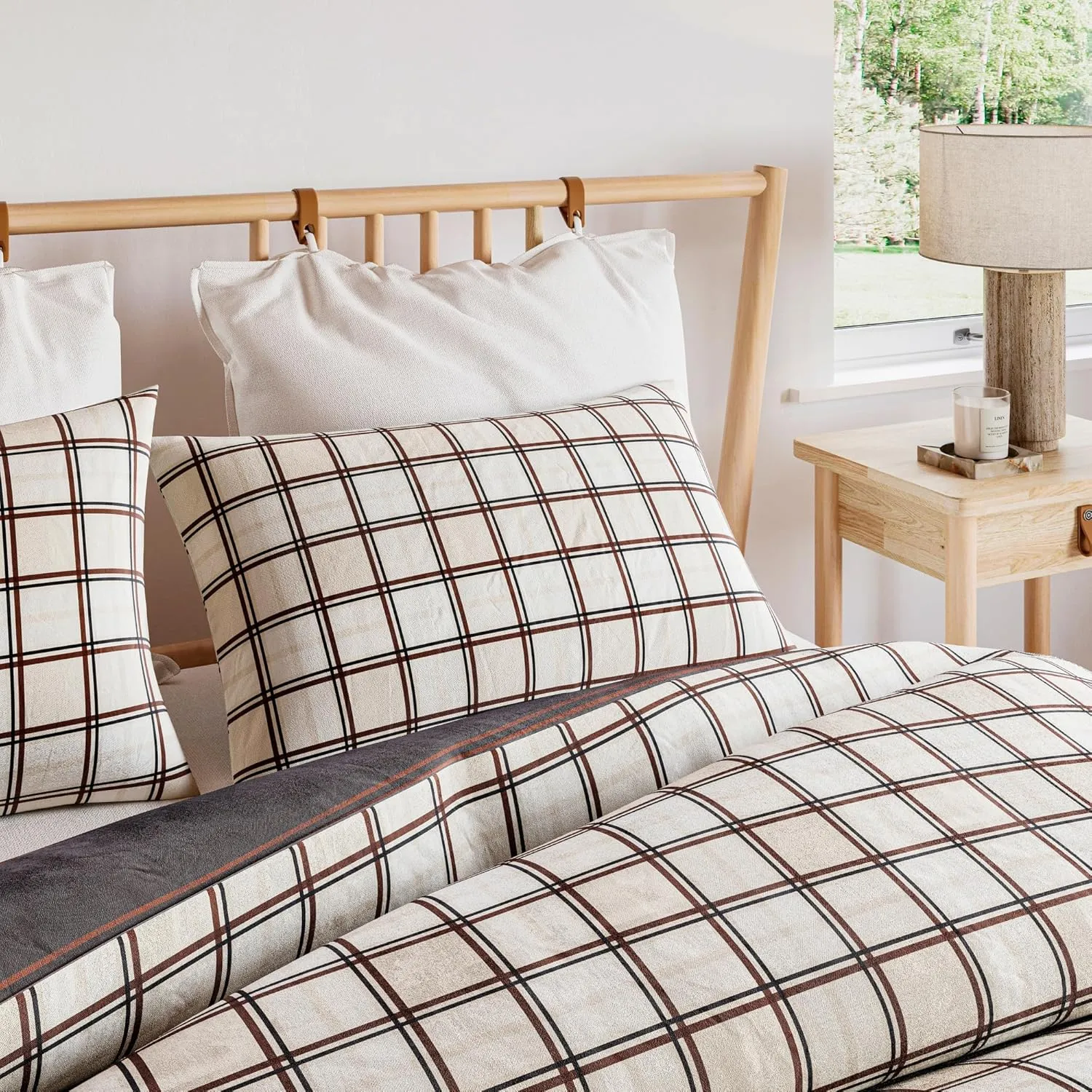 G.H. Bass & Co. Colden Plaid 3-Piece Comforter Bedding Set, Full/Queen, Natural