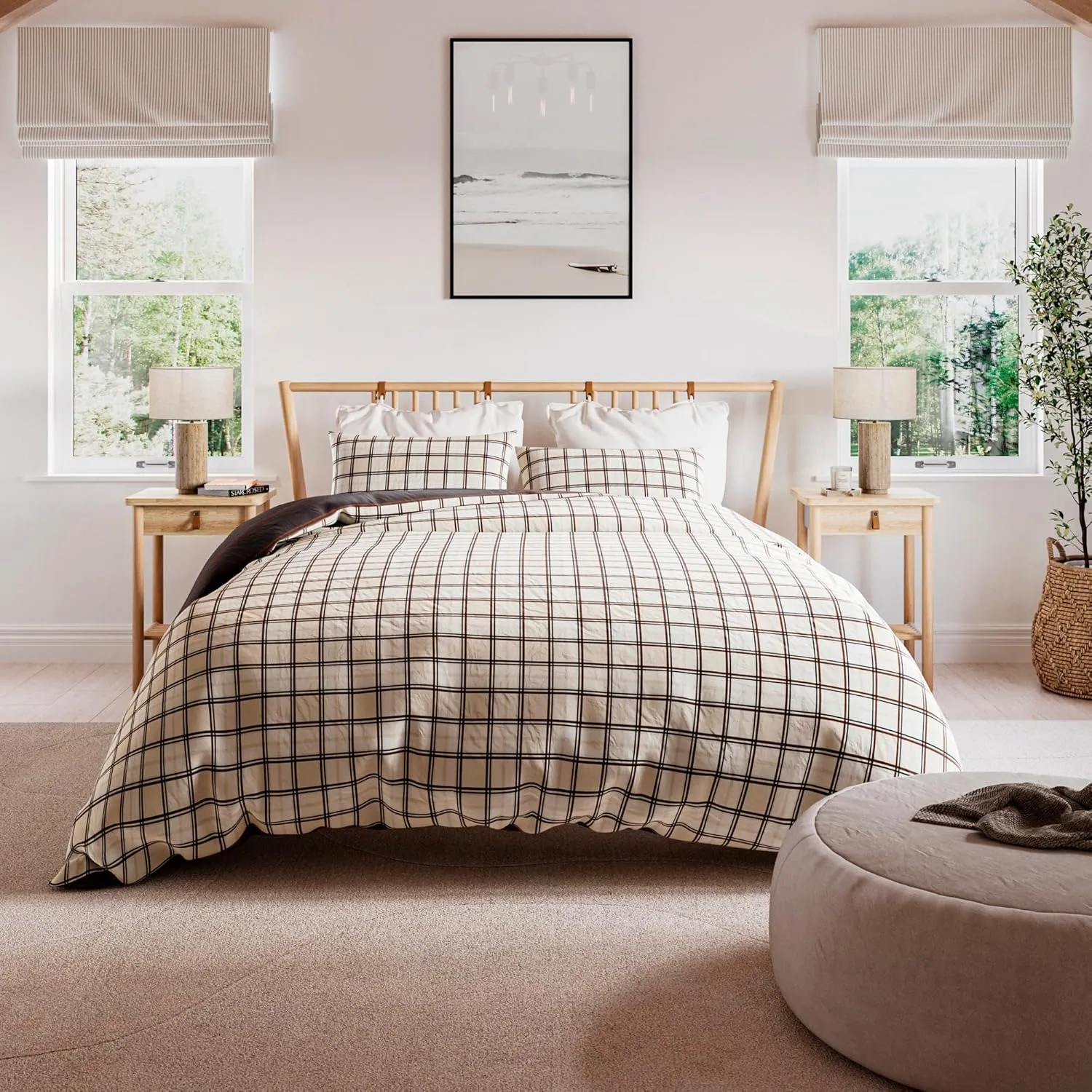 G.H. Bass & Co. Colden Plaid 3-Piece Comforter Bedding Set, Full/Queen, Natural