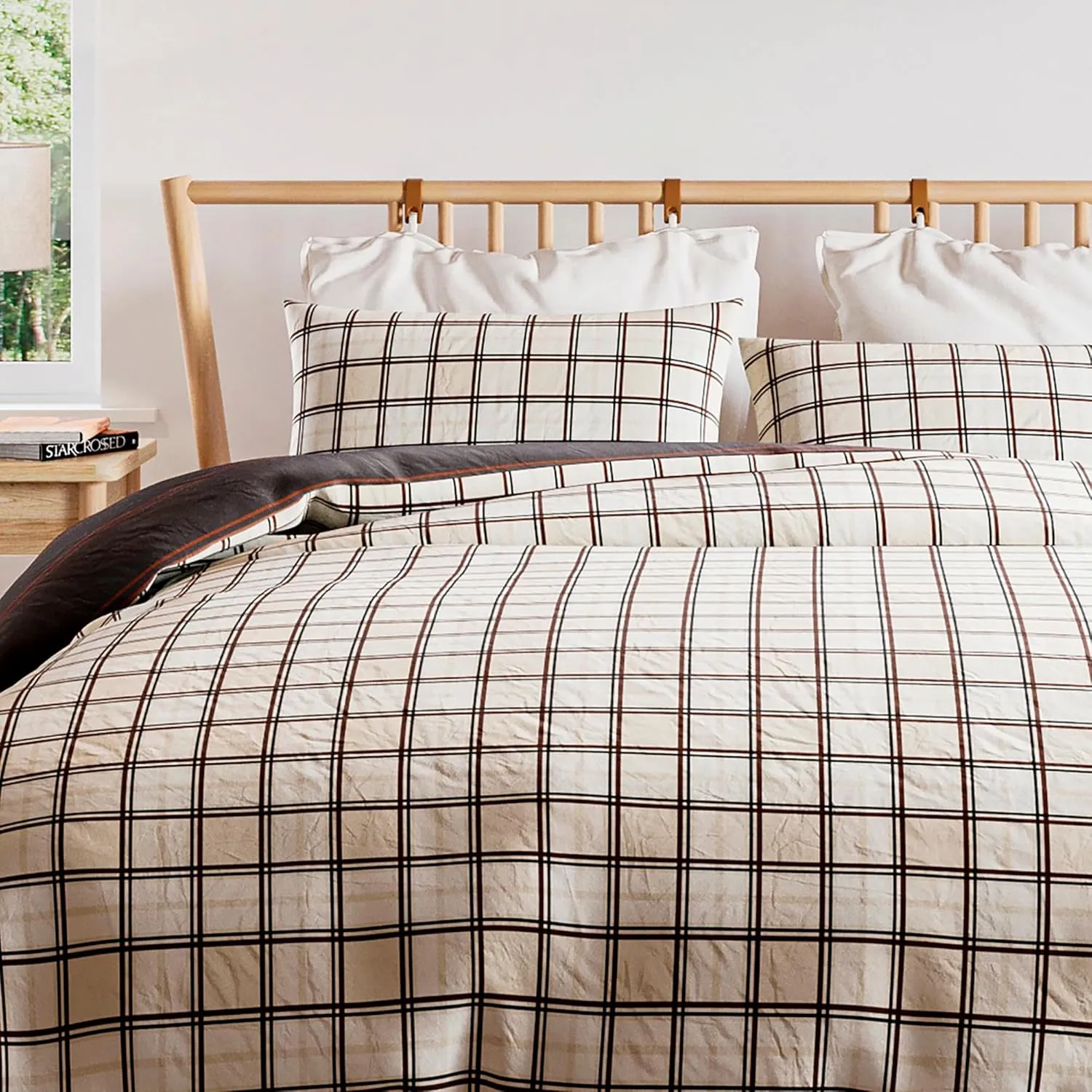 G.H. Bass & Co. Colden Plaid 3-Piece Comforter Bedding Set, Full/Queen, Natural