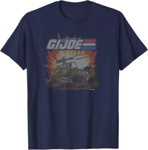 G.I. Joe Unisex-Adults T-Shirt, Blue, Small, Classic Fit, Short Sleeve, Graphic, Crew Neck, Vintage Vehicle Action Poster