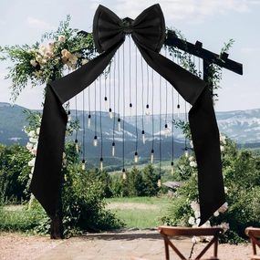 Giant Bow Decoration, Big Bows for Backdrop 75x18 Inch,Bow Themed Room Decor,Large Satin Decorative Bows for Wedding Engagement Bachelorette Baby Shower Bridal Christmas(Black,Satin)