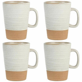 Gibson Elite 4 Pack Dreamweaver Terracotta Reactive 17 OZ Mug Set - Sand Cream