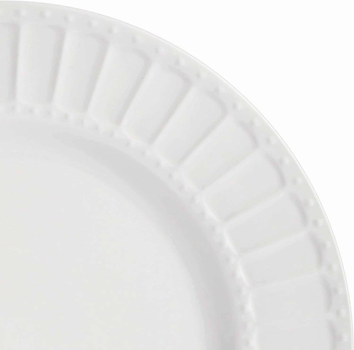 Gibson Home Zen Buffet Porcelain Dinnerware Set, Service for 8 (40pcs), White (Embossed)