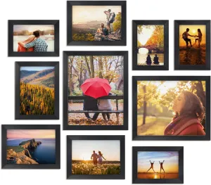 Giftgarden 10-Pack Black Picture Frames for Multiple Sizes Photos, Two 8x10, Four 5x7, Four 4x6, Multi Assorted Photo Frame for Collage Wall or Tabletop Display