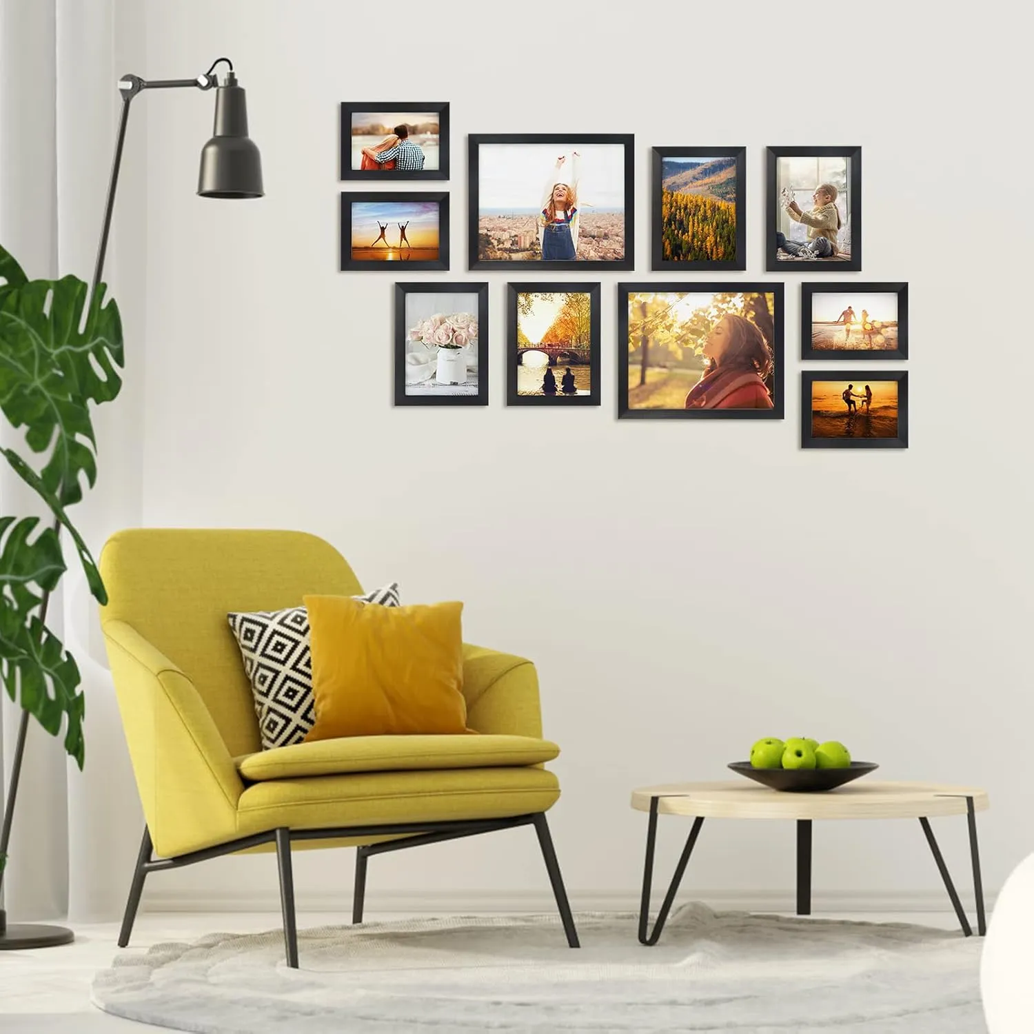 Giftgarden 10-Pack Black Picture Frames for Multiple Sizes Photos, Two 8x10, Four 5x7, Four 4x6, Multi Assorted Photo Frame for Collage Wall or Tabletop Display